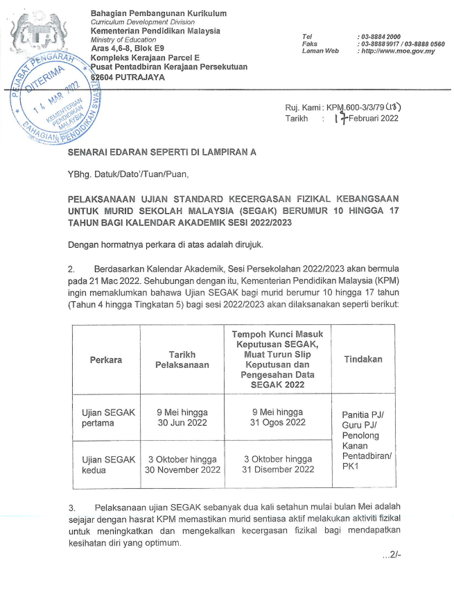 Pelaksanaan Ujian SEGAK Sekolah Malaysia 2022 13