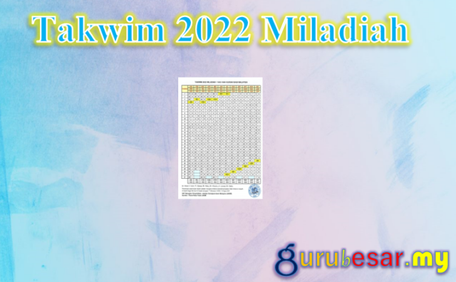 Takwim 2022 Miladiah