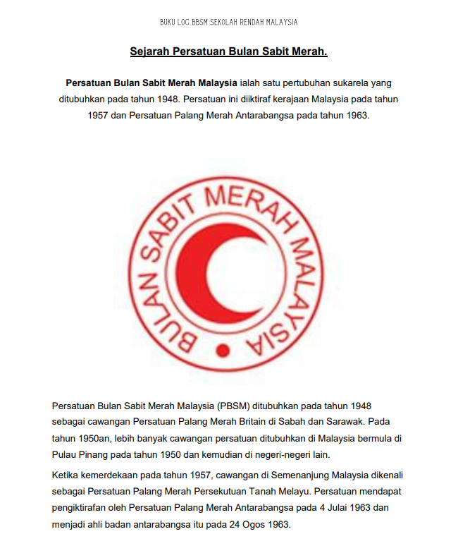 Buku Log Persatuan Bulan Sabit Merah Malaysia PBSM