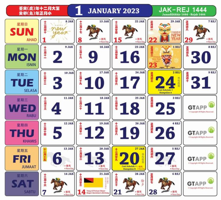 Kalender Malaysia Tahun 2023 - GuruBesar.my