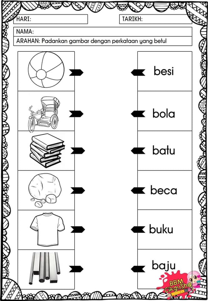 Latih Tubi Padankan Suku Kata Prasekolah