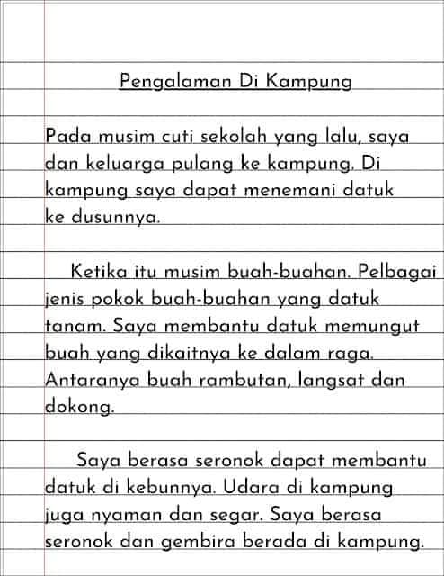 Koleksi Karangan Pendek Sekolah Rendah Bahasa Melayu 3