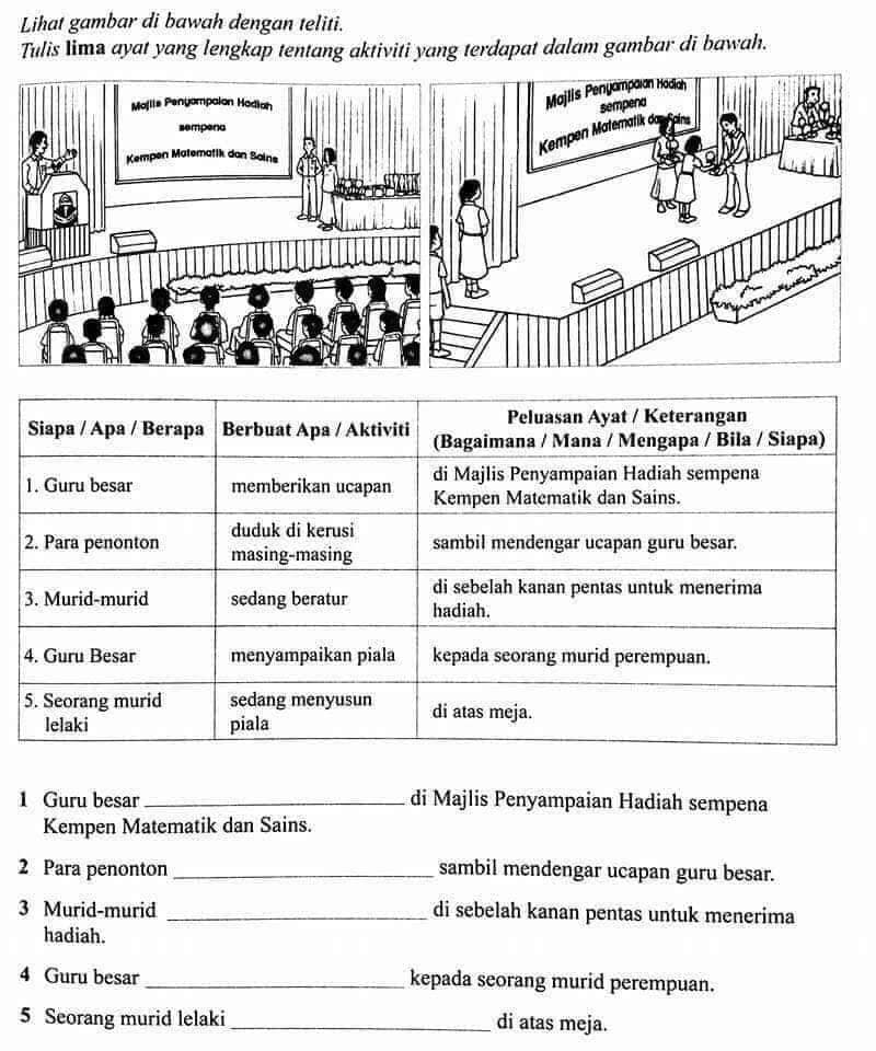 Latihan Bina Ayat Berpandukan Gambar Tahap 1