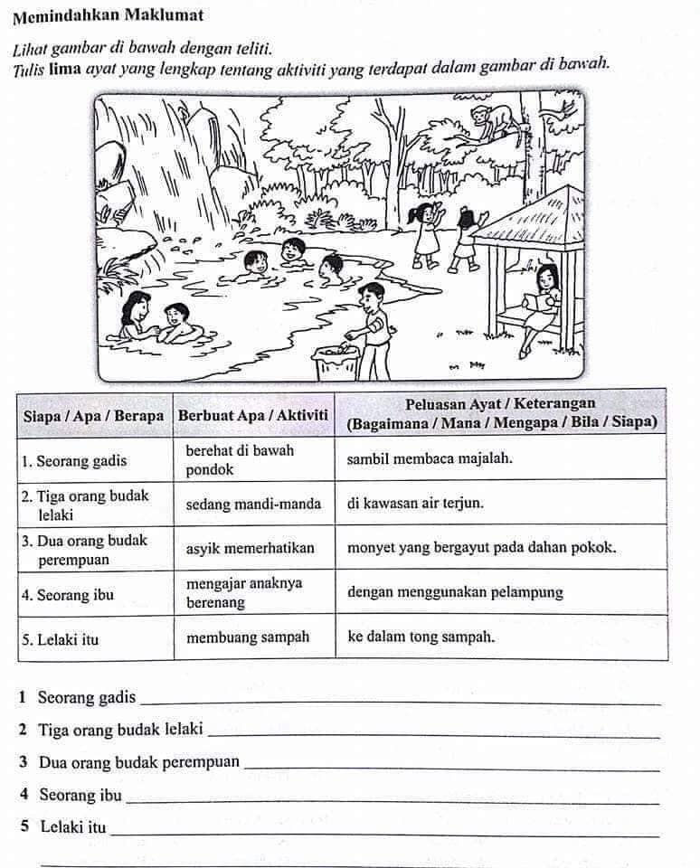 Latihan Bina Ayat Berpandukan Gambar Tahap 1 1