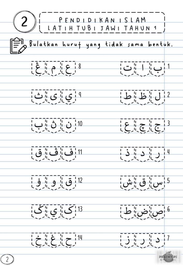 Koleksi 12 Latihan Huruf JAWI Tahun 1