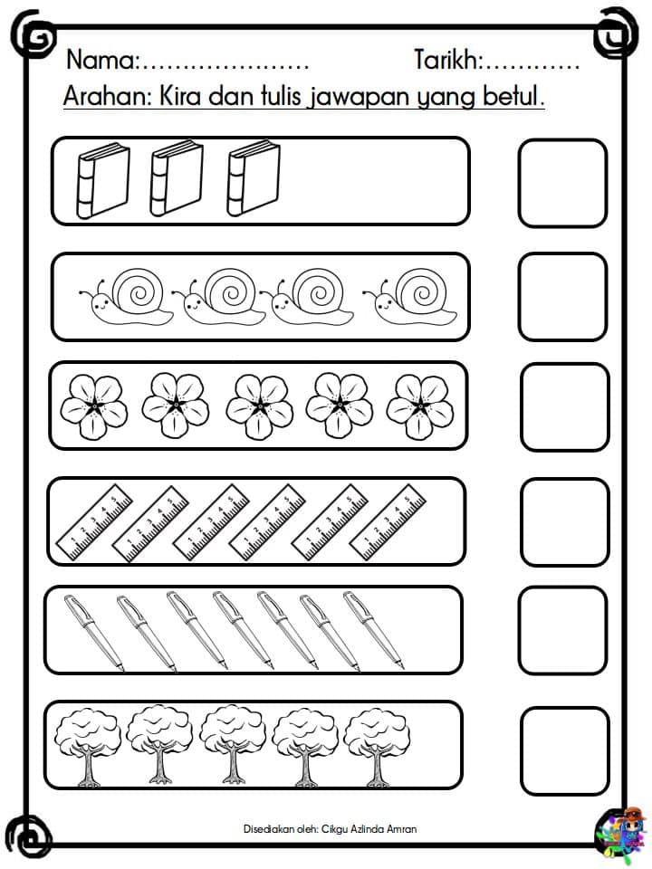 Lembaran Kerja Matematik Prasekolah 2 Lembaran Kerja Matematik Prasekolah