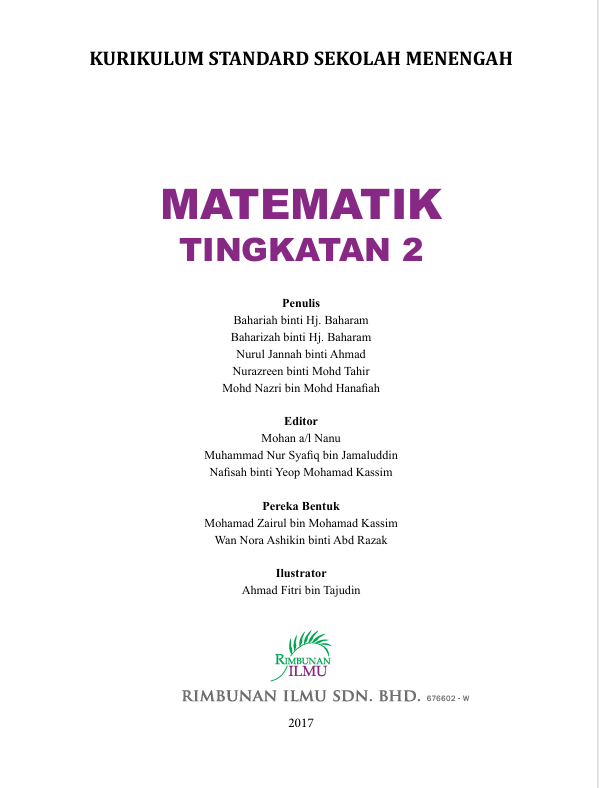 Buku Teks Matematik Tingkatan 2