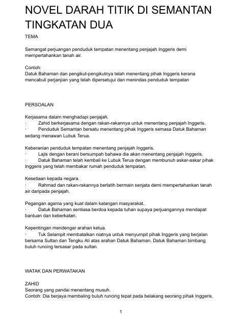 Nota Komsas Bahasa Melayu Tingkatan 2