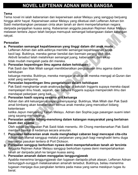Nota Komsas Bahasa Melayu Tingkatan 4
