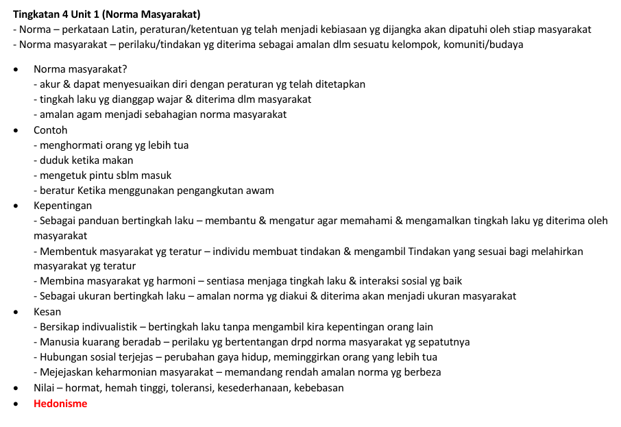 Nota Ringkas Pendidikan Moral Tingkatan 4