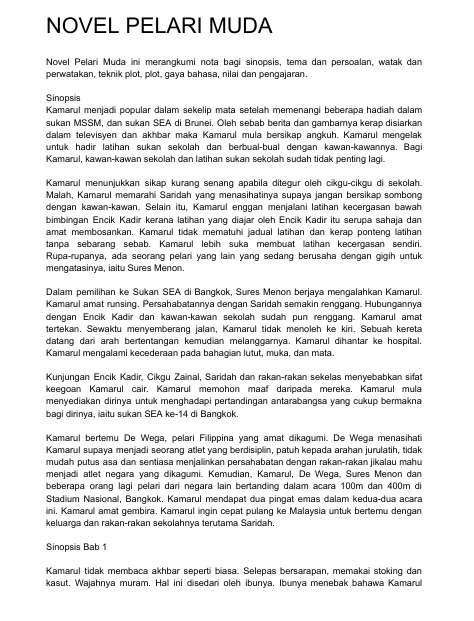 Nota Komsas Bahasa Melayu Tingkatan 1