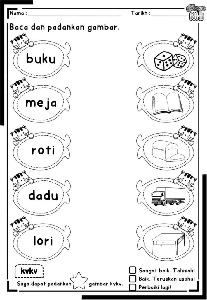 Aktiviti Baca Dan Padankan Prasekolah