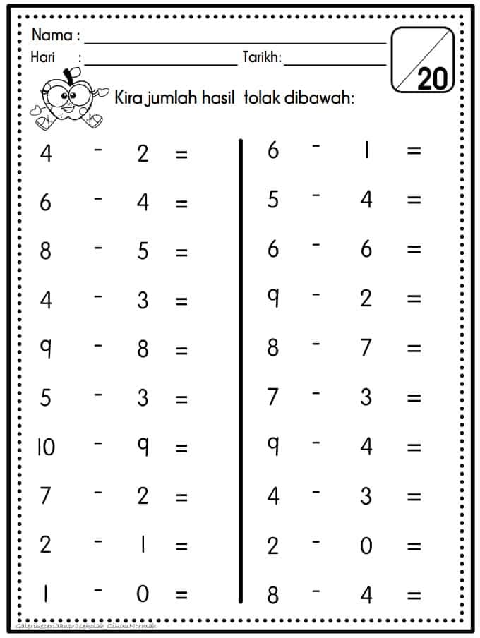 Latihan Asas Tambah Dan Tolak Prasekolah
