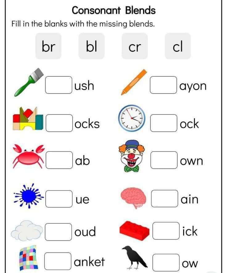 Latihan Consonant Blend Prasekolah