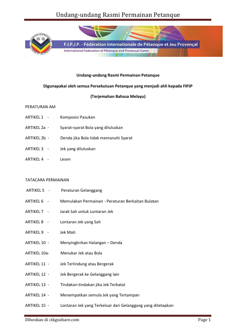 Modul Sukan Dan Permainan Pentaque 2 Modul Sukan Dan Permainan Pentaque