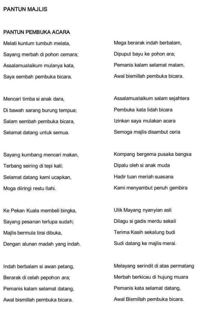 Koleksi Pantun Tema Pengacara Majlis