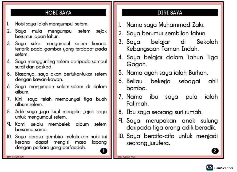 Nota Karangan Sekolah Rendah