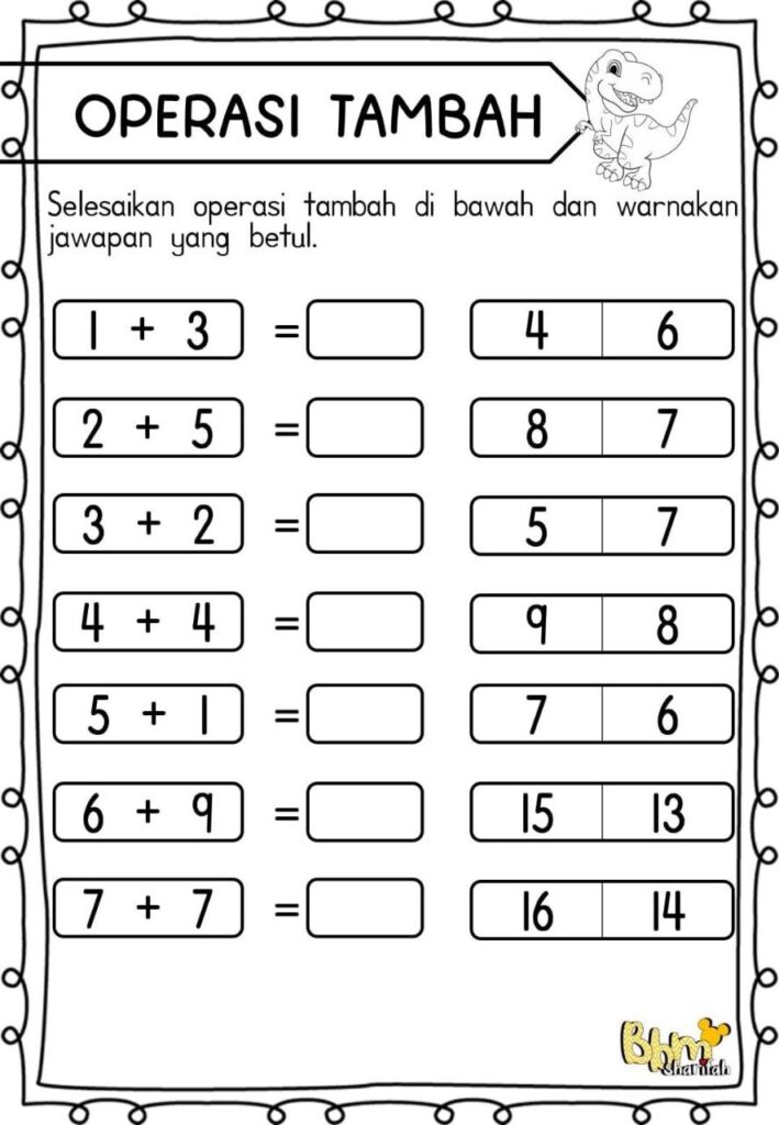 Latih Tubi Asas Matematik Operasi Tambah