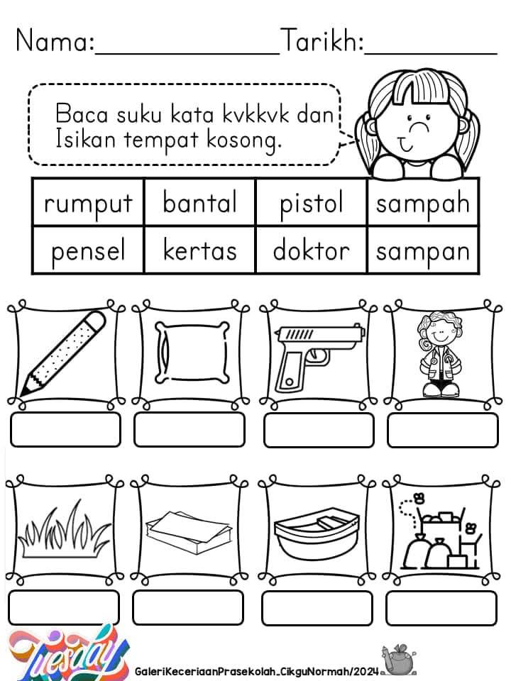 Latihan Dan Baca Isi Tempat Kosong Prasekolah