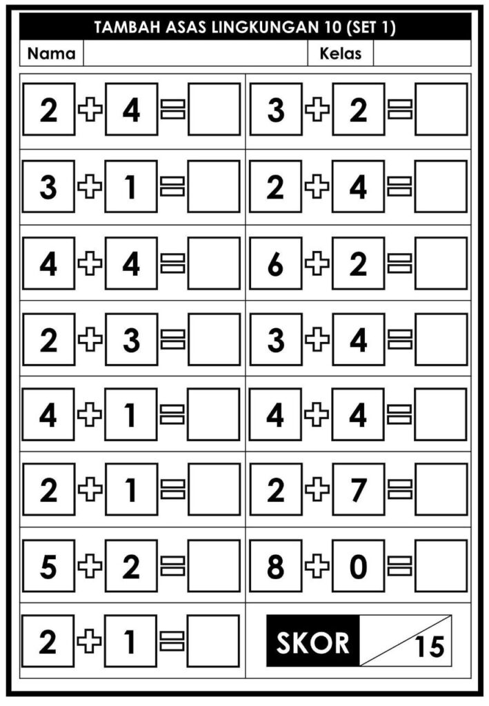 Latihan Asas Matematik Tambah Dan Tolak Tahap 1 3 Latihan Asas Matematik Tambah Dan Tolak Tahap 1