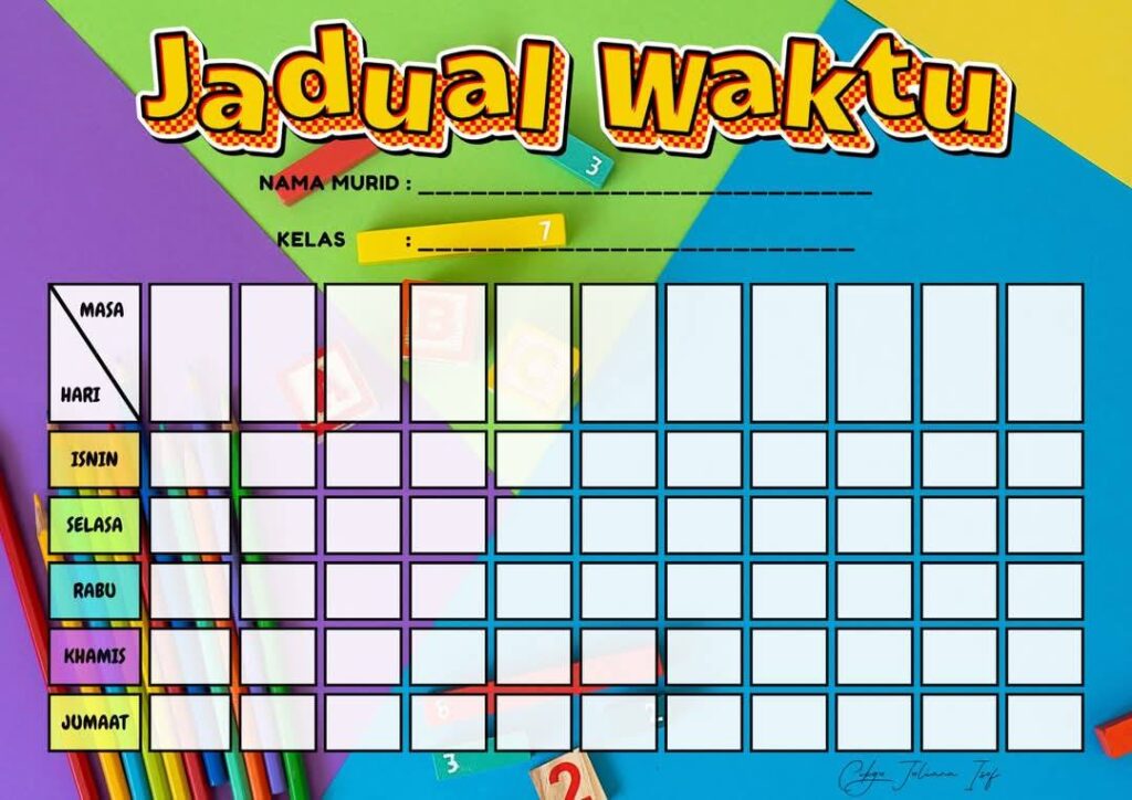 Koleksi Template Jadual Waktu Kegunaan Murid