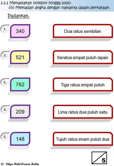 Modul Matematik Tahun 2 Nombor Bulat Hingga 1000