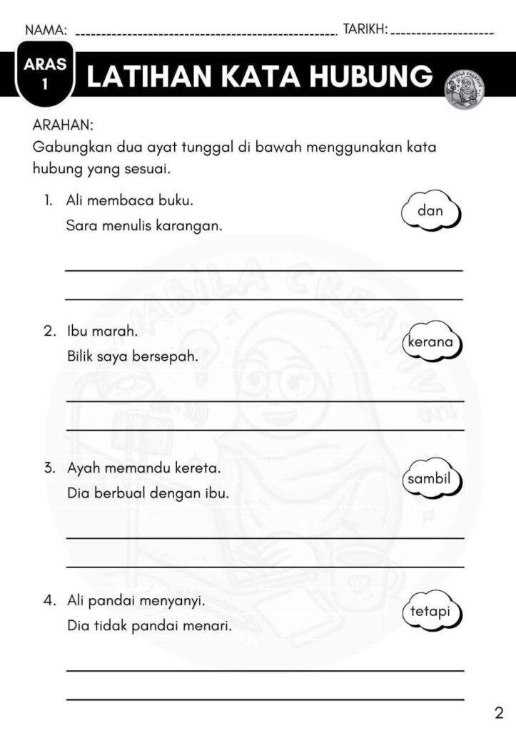 Latihan Kata Hubung Tahap 1 2 Latihan Kata Hubung Tahap 1
