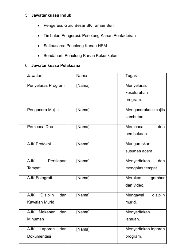 Contoh Kertas Kerja Sambutan Hari Guru