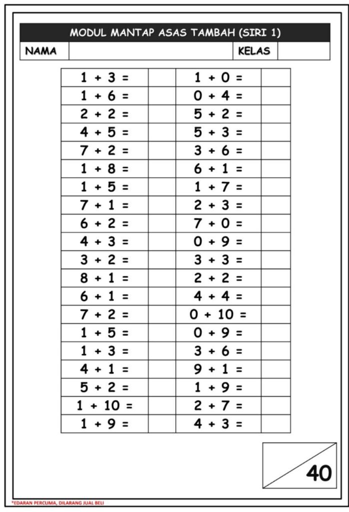 Latihan Asas Matematik Tahap 1