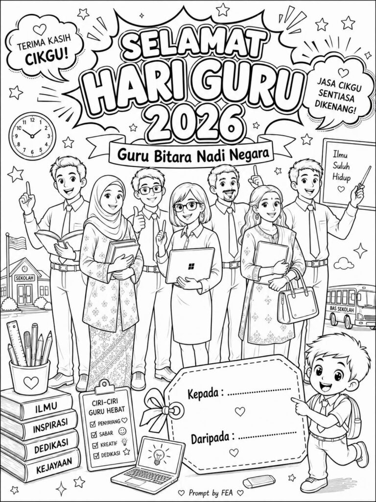 Poster Mewarna Selamat Hari Guru 