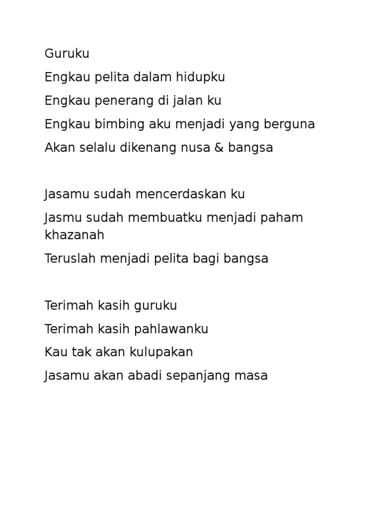Koleksi Contoh Sajak Dan Puisi Sambutan Hari Guru