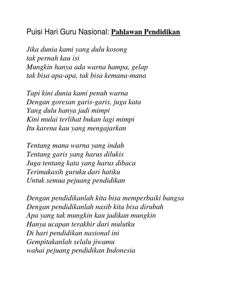 Koleksi Contoh Sajak Dan Puisi Sambutan Hari Guru