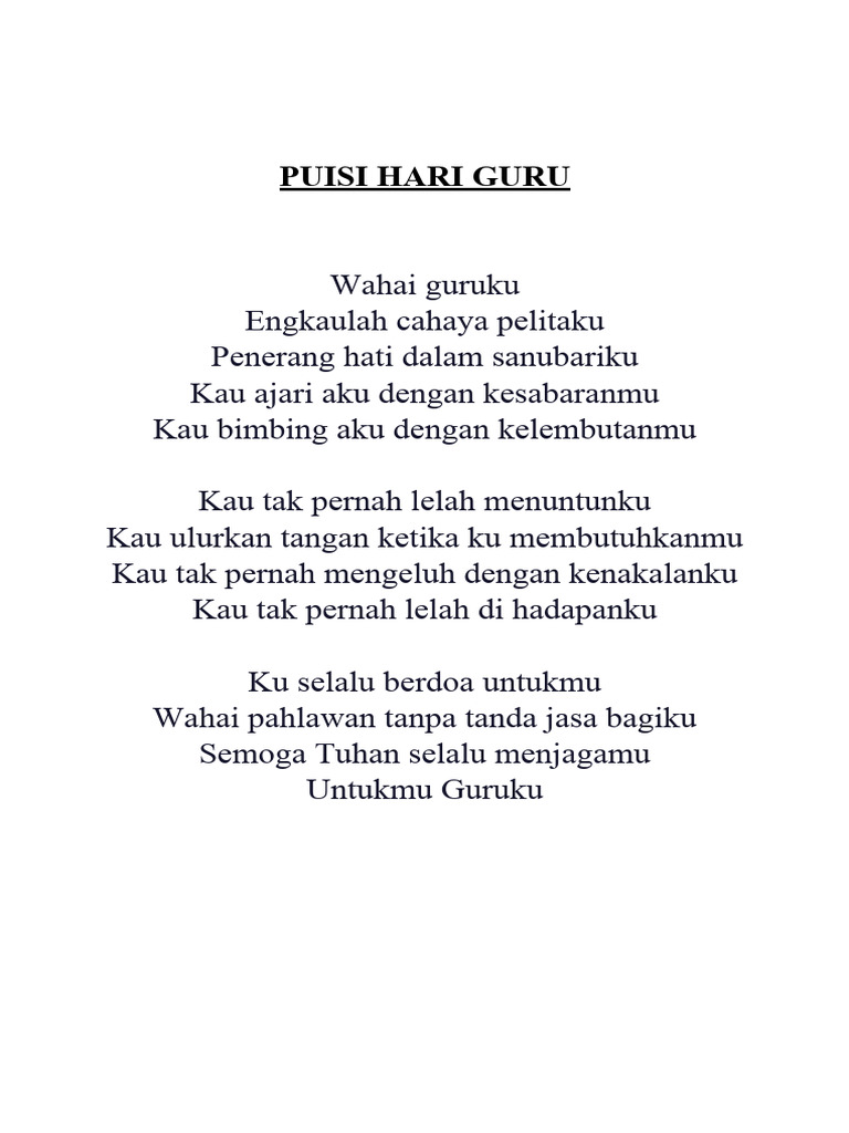 Koleksi Contoh Sajak Dan Puisi Sambutan Hari Guru