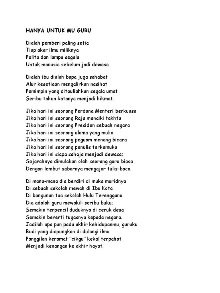 Koleksi Contoh Sajak Dan Puisi Sambutan Hari Guru