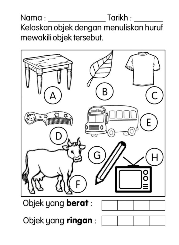 Lembaran Kerja Prasekolah Sains