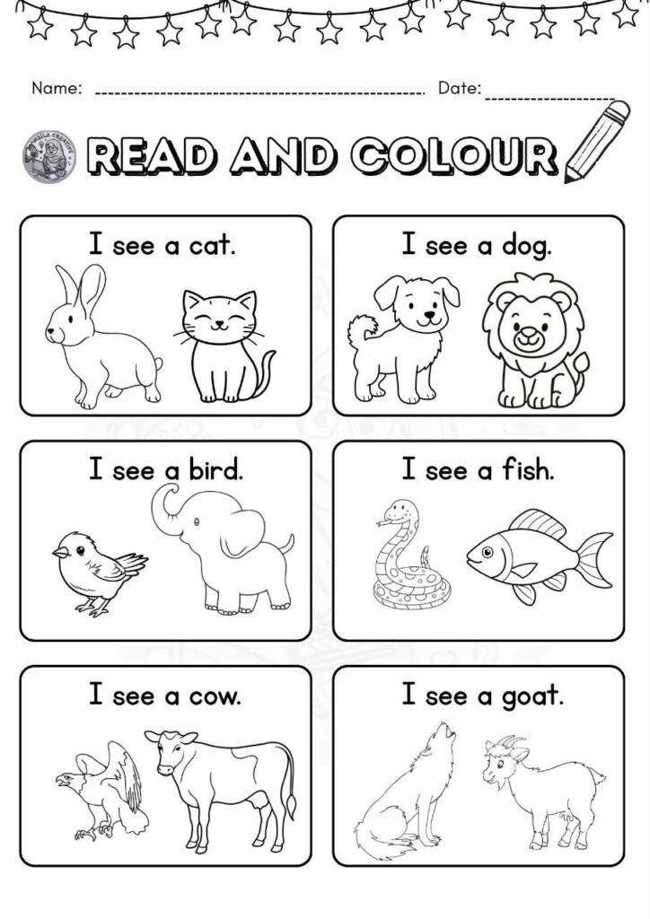 Latihan Membaca Dan Mewarna Prasekolah