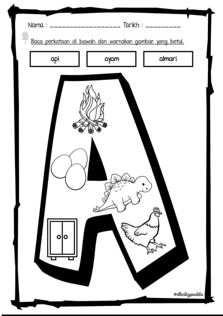 Koleksi Aktiviti Dan Latihan Huruf Prasekolah