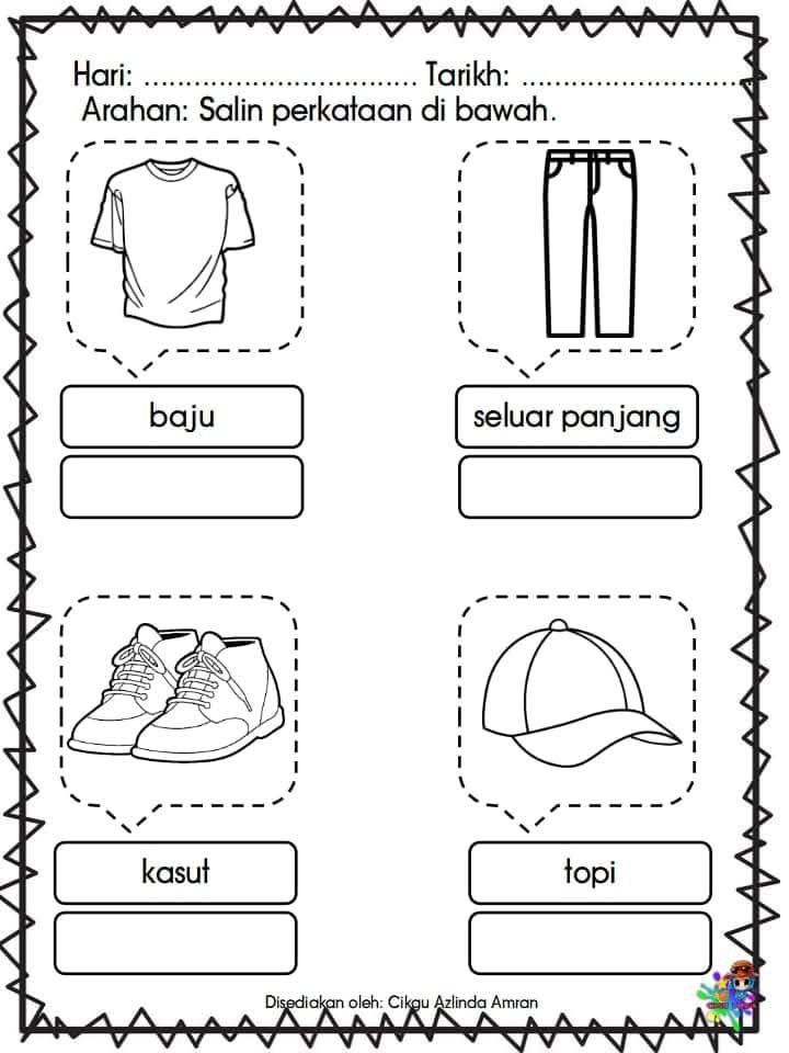 Latihan Prasekolah Tema Pakaian 2 Latihan Prasekolah Tema Pakaian
