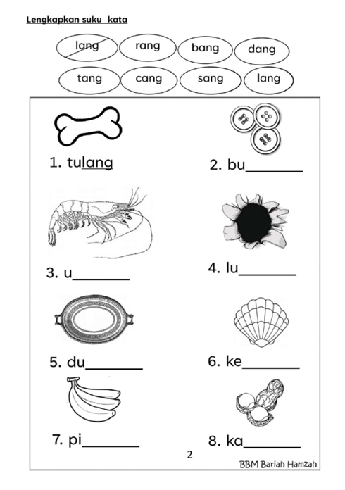 Latihan Suku Kata Tertutup Prasekolah 2 Latihan Suku Kata Tertutup Prasekolah