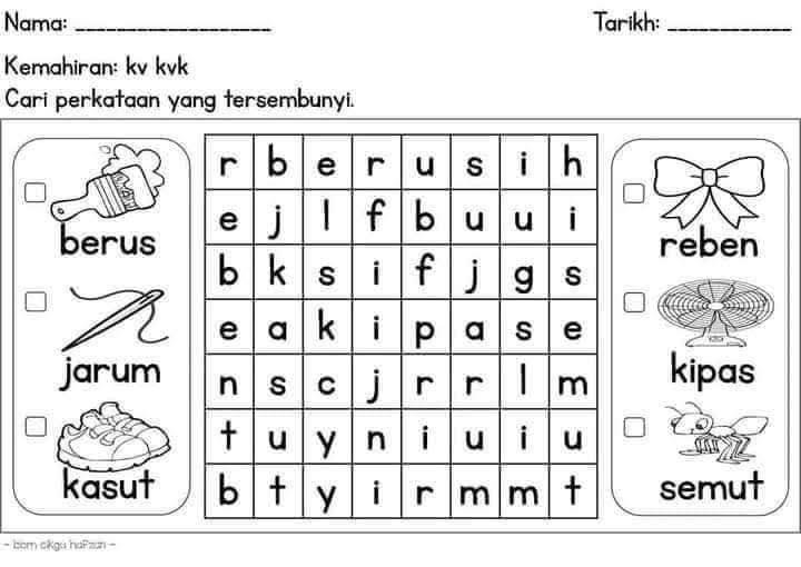Cari Perkataan Tersembunyi Suku Kata