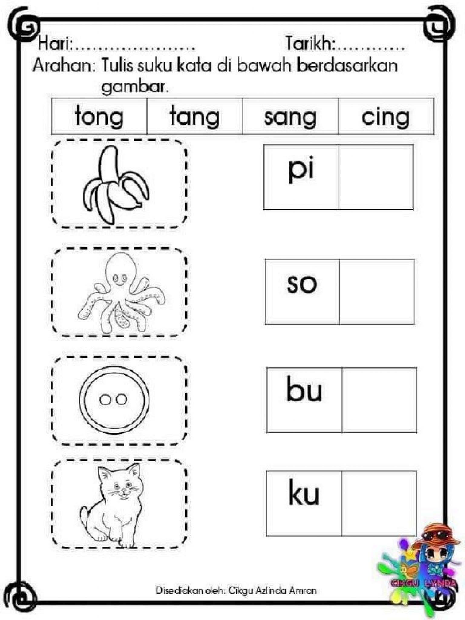 Latihan Suku Kata berdasarkan Gambar