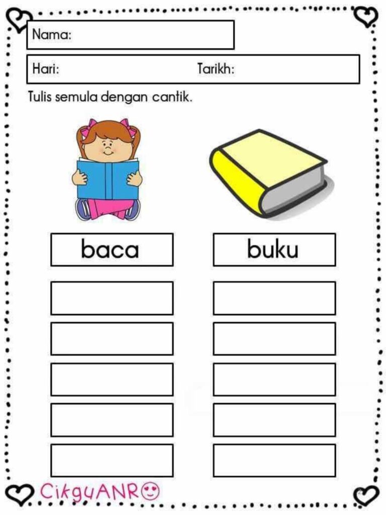 Latihan Tulis Semula Suku Kata Prasekolah