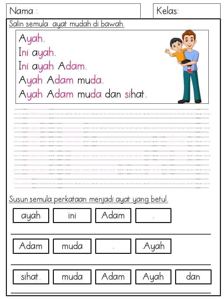 Latihan Susun Dan Tulis Semula Prasekolah