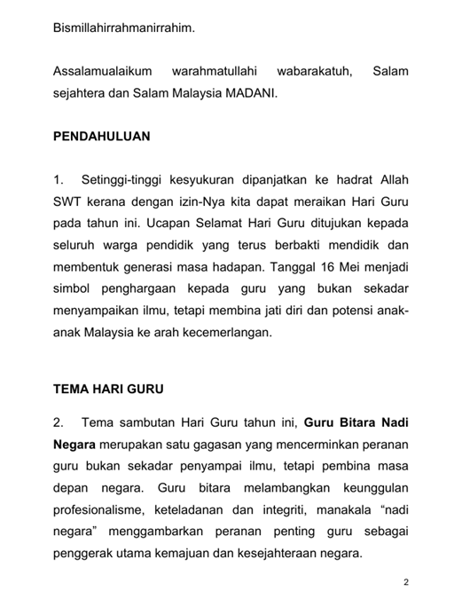 Teks Perutusan YBM Dan KPPM Hari Guru 2026