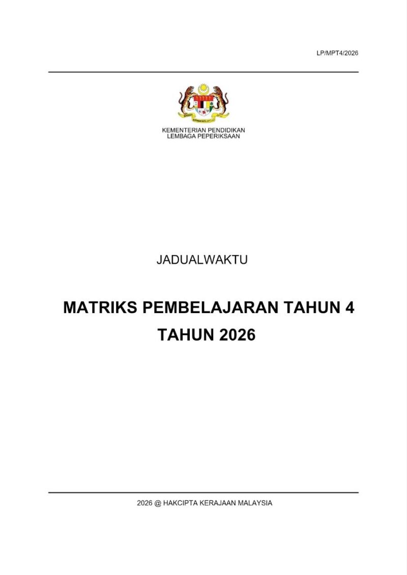 Jadual Matriks Pembelajaran Tahun 4 2026 1 Jadual Matriks Pembelajaran Tahun 4 2026