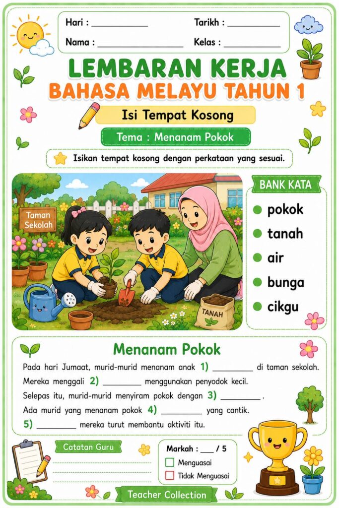 Lembaran Kerja Isi Tempat Kosong Tahun 1