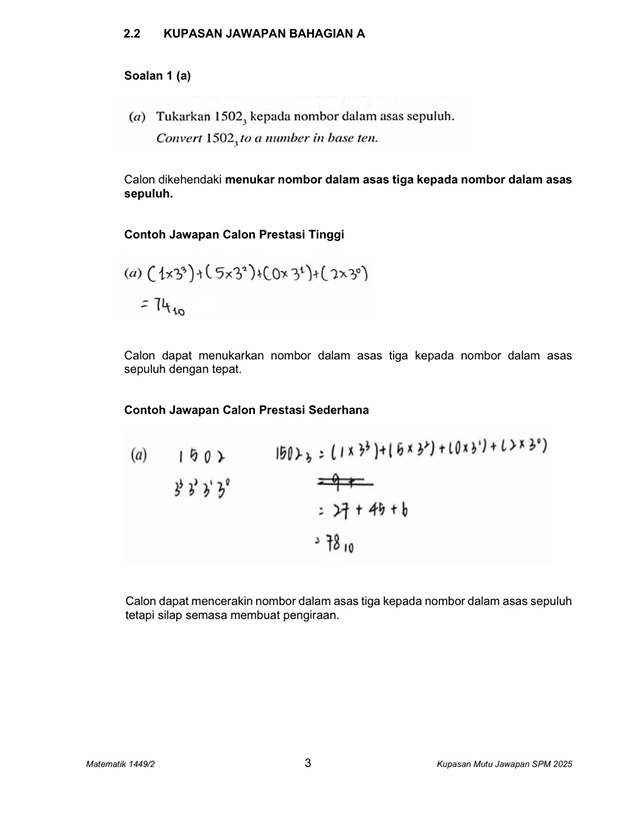 Kupasan Mutu Jawapan Matematik SPM 2025
