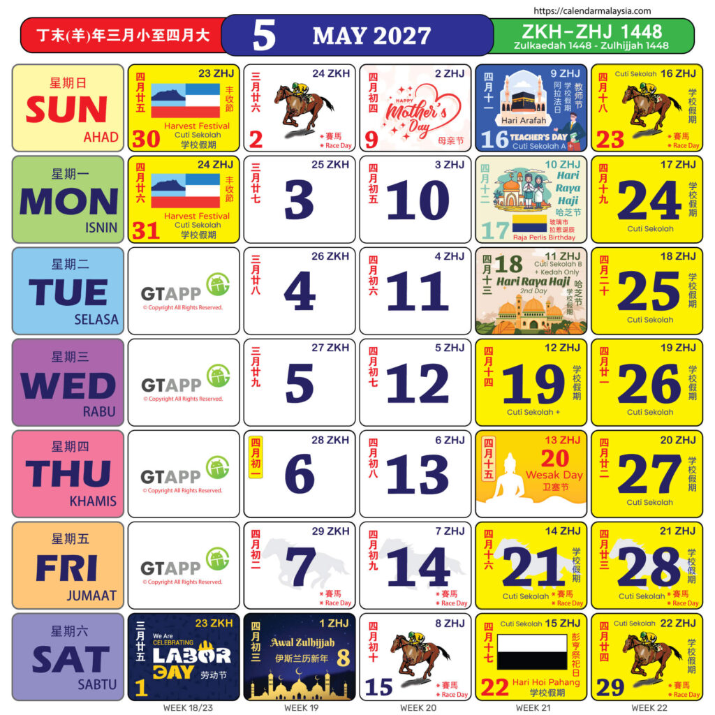 Kalendar Malaysia 2027 6 May 2027