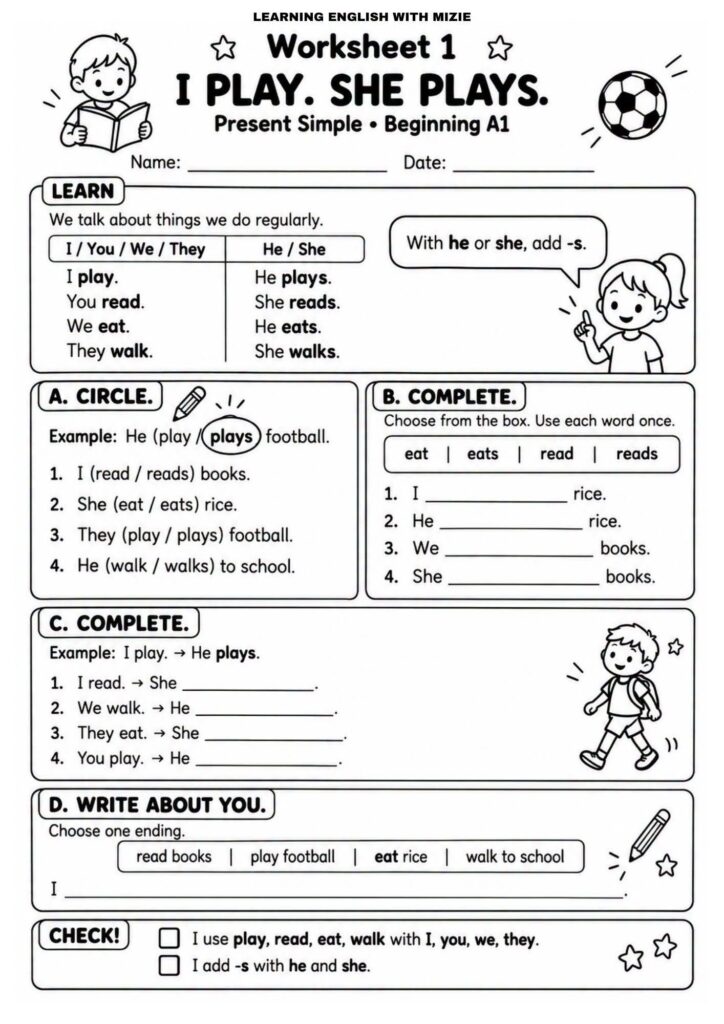 Latihan Bahasa Inggeris Present Simple 2 Latihan Bahasa Inggeris Present Simple