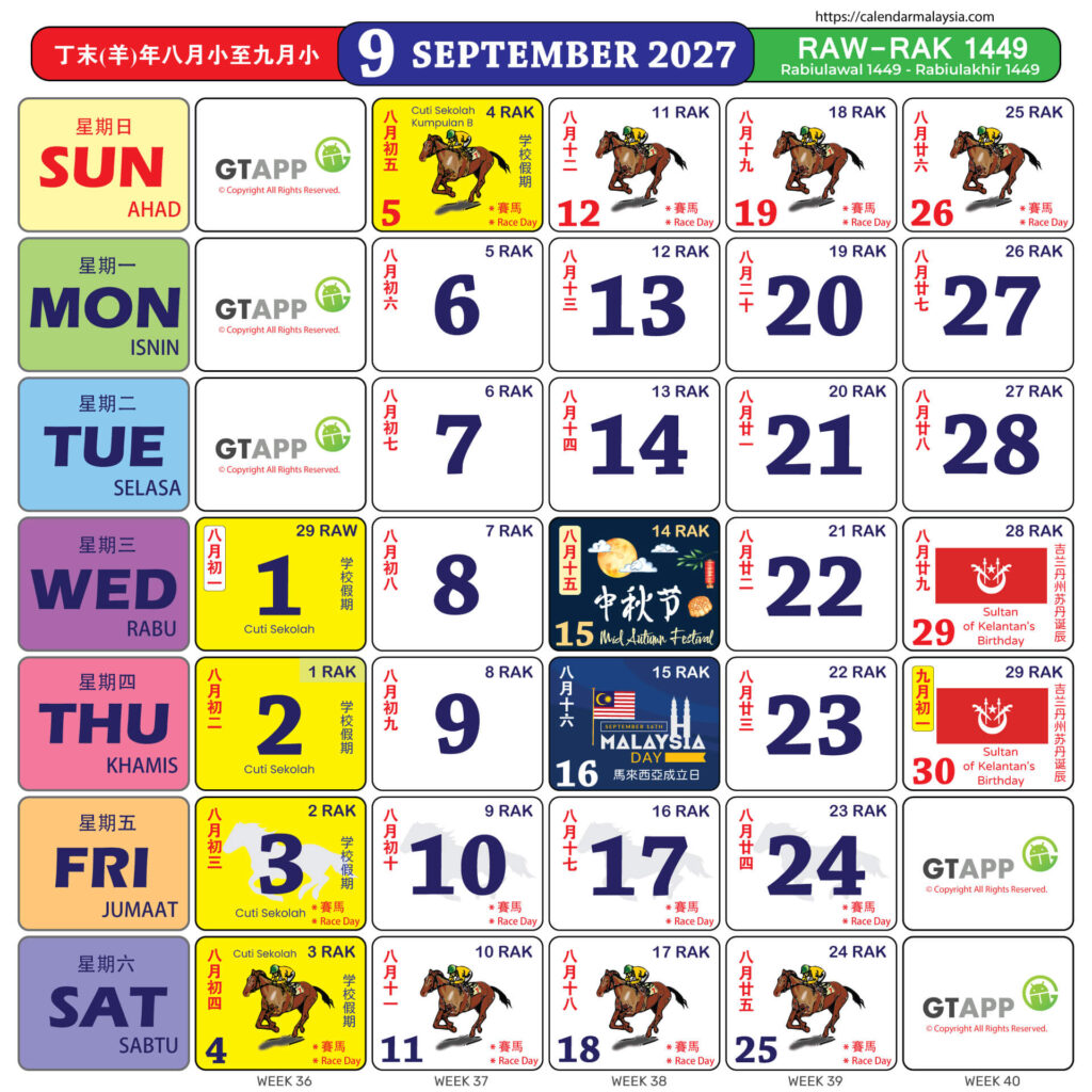 Kalendar Malaysia 2027 10 September 2027
